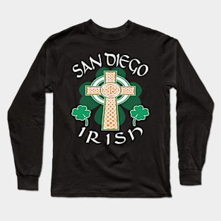 Saint Patrick's Day San Diego Irish American Shamrock Celtic Cross Pride Long Sleeve T-Shirt